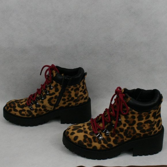 Skechers Brown & Black Leopard Print Ankle Boots w/ Side Zipper SZ 7 NWOT - Picture 4 of 9